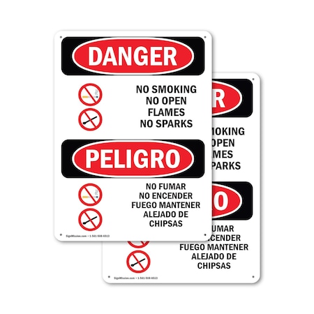 Signmission 10 in Width, Aluminum, Rectangle, Bilingual OS-2PACK-DS-A-1014-VS-1492